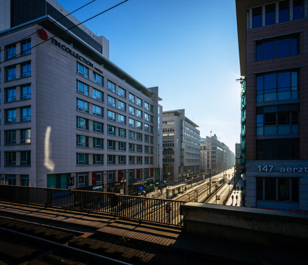 View of Friedrichsstraße from the S-Bahn station of the same name