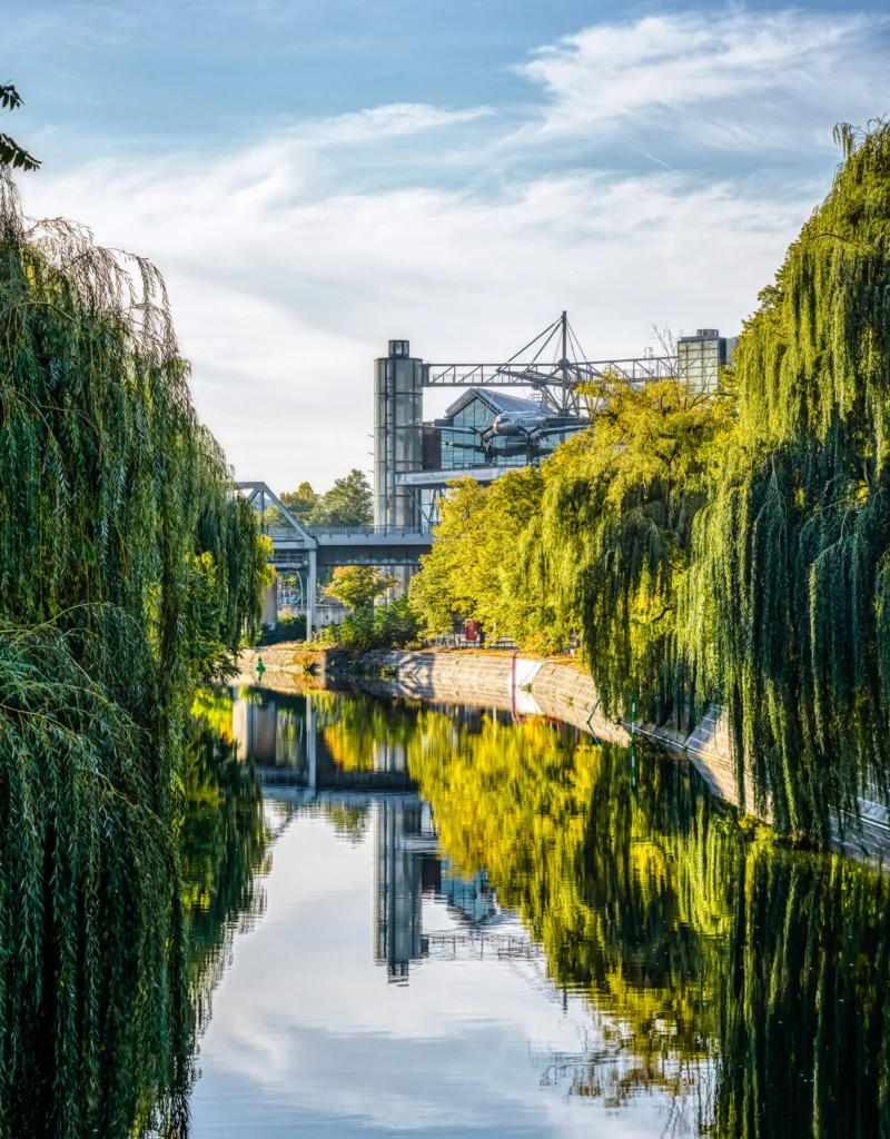 Landwehr Canal with Museum of Transport and Technology in the background