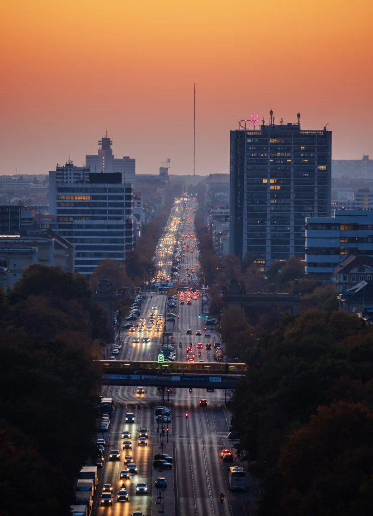 Street of 17 June at sunset
