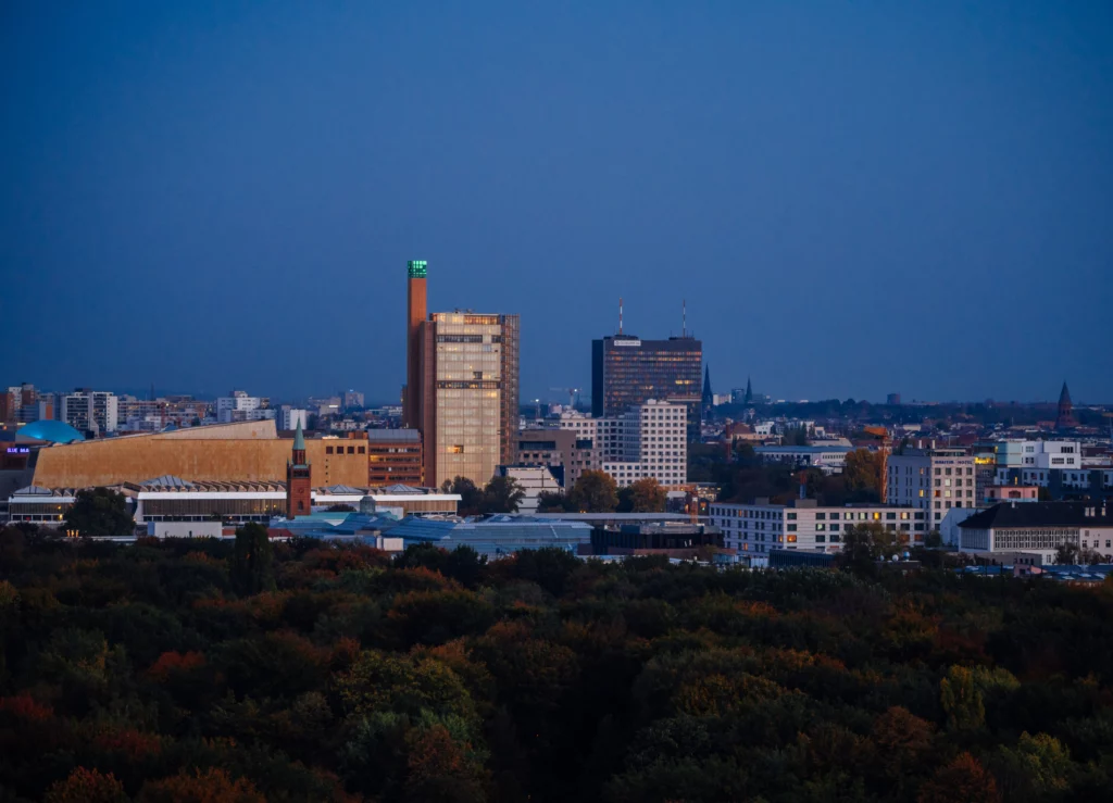 Potsdamer Platz cityscape at blue hour