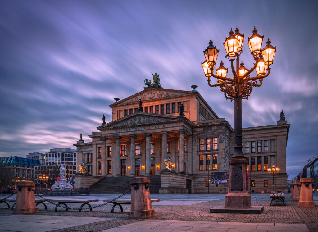 Gendarmenmarkt and Berlin concert hall after sunset