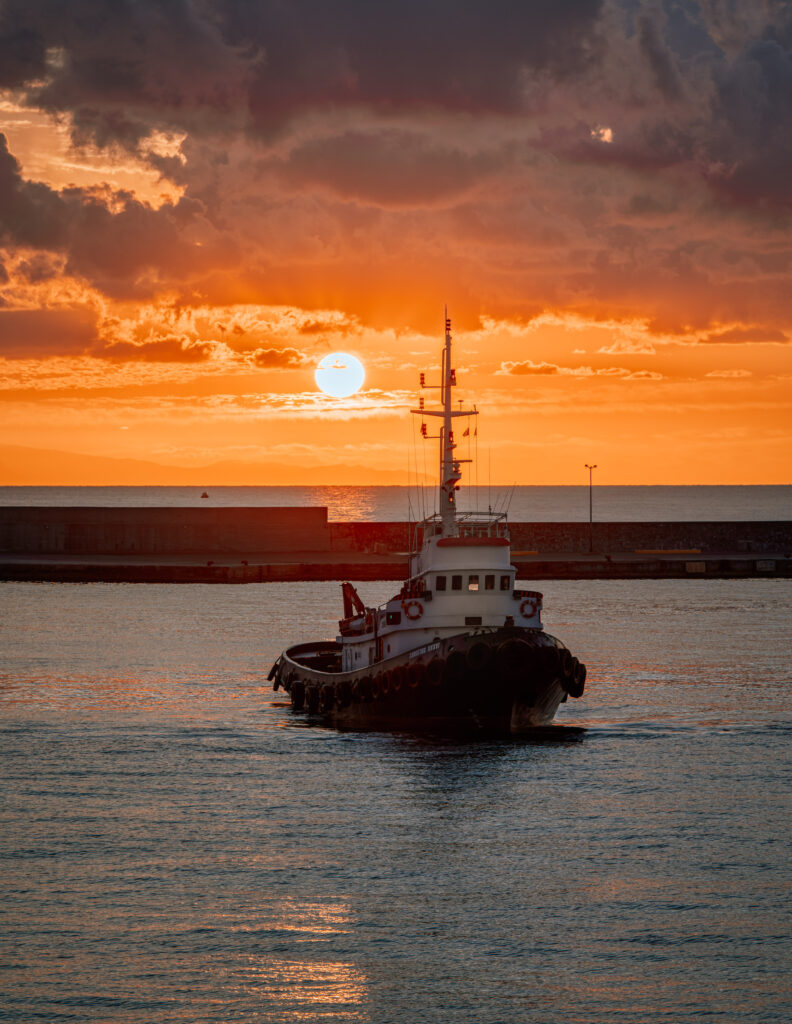 Tug boat in the harbor of Rhodos City