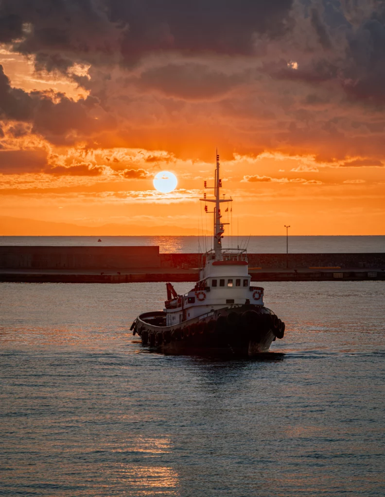 Tug boat in the harbor of Rhodos City