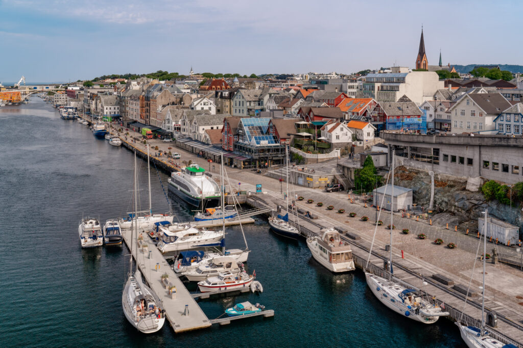 Haugesund waterfront seen from Risøy  bridge