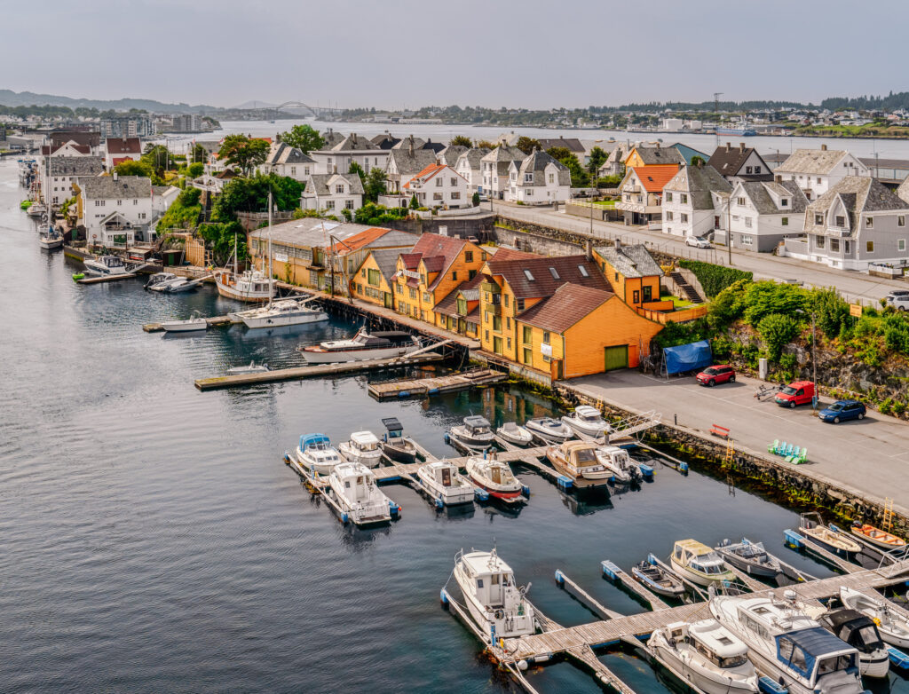 Haugesund waterfront seen from Risøy  bridge