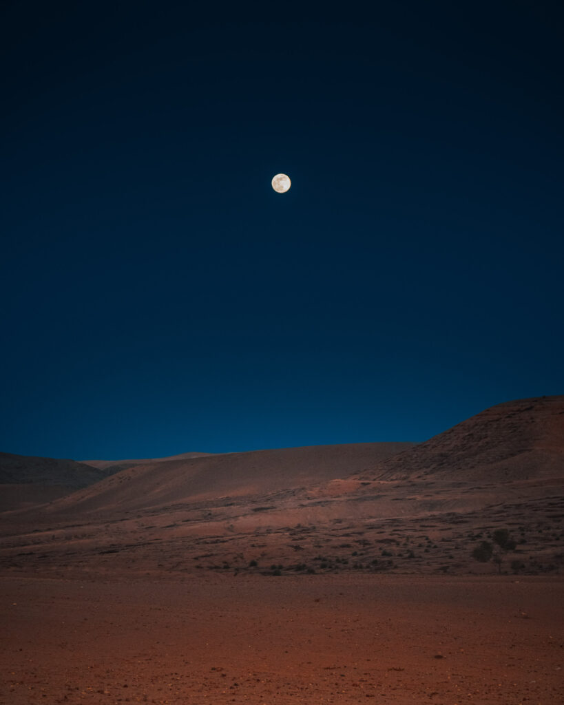 Moon over Agafay desert