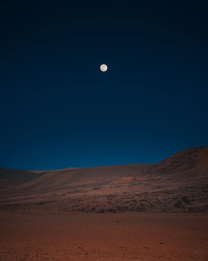 Moon over Agafay desert
